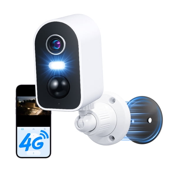 Runofast No WiFi Security Camera Indoor 4G LTE, Magnetic Mount, 4G LTE Cellular Security Cameras Wireless Outdoor Built-in Virtual SIM Unlimited data, 7000mAh Battery Powered