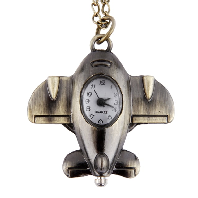 MasteelfCA Retro Aircraft Shaped Alloy Pocket Watch Creative Keychain Hanging Watch Decorative Accessory for Sweater Keyring (Bronze)