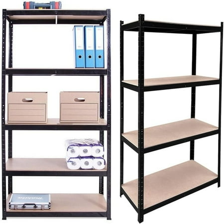 

5-Tier Utility Shelves Garage Shelving Unit Metal Shelves Adjustable Racks Heavy Duty Shed Kitchen Racking - Black 59 x 28 x 12