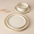 thumbnail image 5 of Famiware Nebula Stoneware Dinnerware Sets, 12-Piece Dish Set, Vanilla White with Brown Rim, 5 of 7