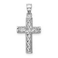 thumbnail image 5 of 14k White Gold Solid White Polished Braided Cross Charm Pendant, 5 of 7