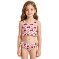 thumbnail image 4 of Shadoumai Girls Tankini Swimsuits Size 12 Ruched Side Bikini Set Adjustable Straps Tankini Set Two piece Ribbed Girls Bathing Suit, 4 of 9