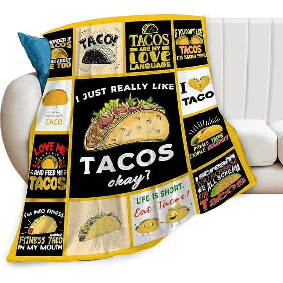 Food Blanket Soft Cozy Warm Taco Stuff Throw Blanket Gifts for Taco Lovers Super Plush Fluffy I Just Really Like Tacos Lightweight Fleece Flannel Blankets for Women Girls Kids Adults 50"X 40"