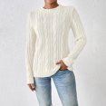 thumbnail image 2 of Kaemgyyd Women's Long Sleeve Pullover Fall Winter Warm Cable Knit Sweaters Casual Slim Crew Neck Lightweight Tops, 2 of 6
