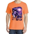 thumbnail image 2 of Wild Bobby, Fantasy Wolf Howling at The Full Moon, Animal Lover, Garment-Dyed Washed Look Short Sleeve T-Shirt, Neon Orange, Small, 2 of 3