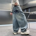 thumbnail image 4 of Shadoumai Boys Casual Denim Pants Straight Leg Trousers For Toddlers And Big Kids Autumn Loose Fit Comfortable Jeans With Pockets, 4 of 8