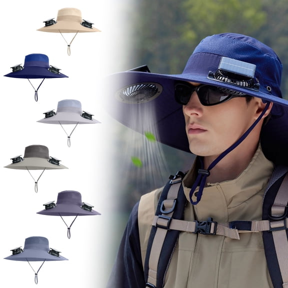 Kcolen Sun Hats for Men Large Head Solar Powered Hat with Integrated Fan for Outdoor Activities Wide Brim Sun Breathable Unisex Design