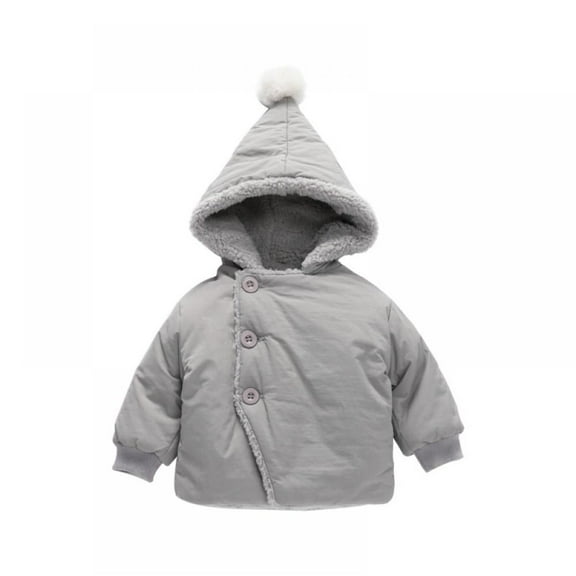 Otqutp Baby Warm Outwear Todder Boys Girls Long Sleeve Outerwear Baby Hood Jacket Coat Fall Winter Outerwear for 0-3 Years(Grey,6-12 Months)