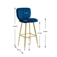 thumbnail image 7 of Modern Velvet Bar Stools, Accent Upholstered Chairs, Low Back Barstool, Pub Height Home Bar Dining Chairs, Counter Stools Tufted Back Kitchen Island Chairs with Gold Legs and Footrest, Navy, 7 of 7