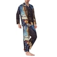thumbnail image 2 of Hirioo Night Sky Bald Eagle for Men's Pajama Sets 2 Piece Pjs Men's Long-Sleeved Pajama Set Button Down Sleepwear,S-XXL-X-Large, 2 of 7