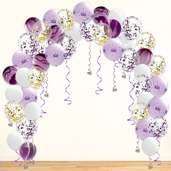 Cheerland 44-Piece Balloon Garland Arch Kit for Baby Shower Wedding, Purple, Gold, White