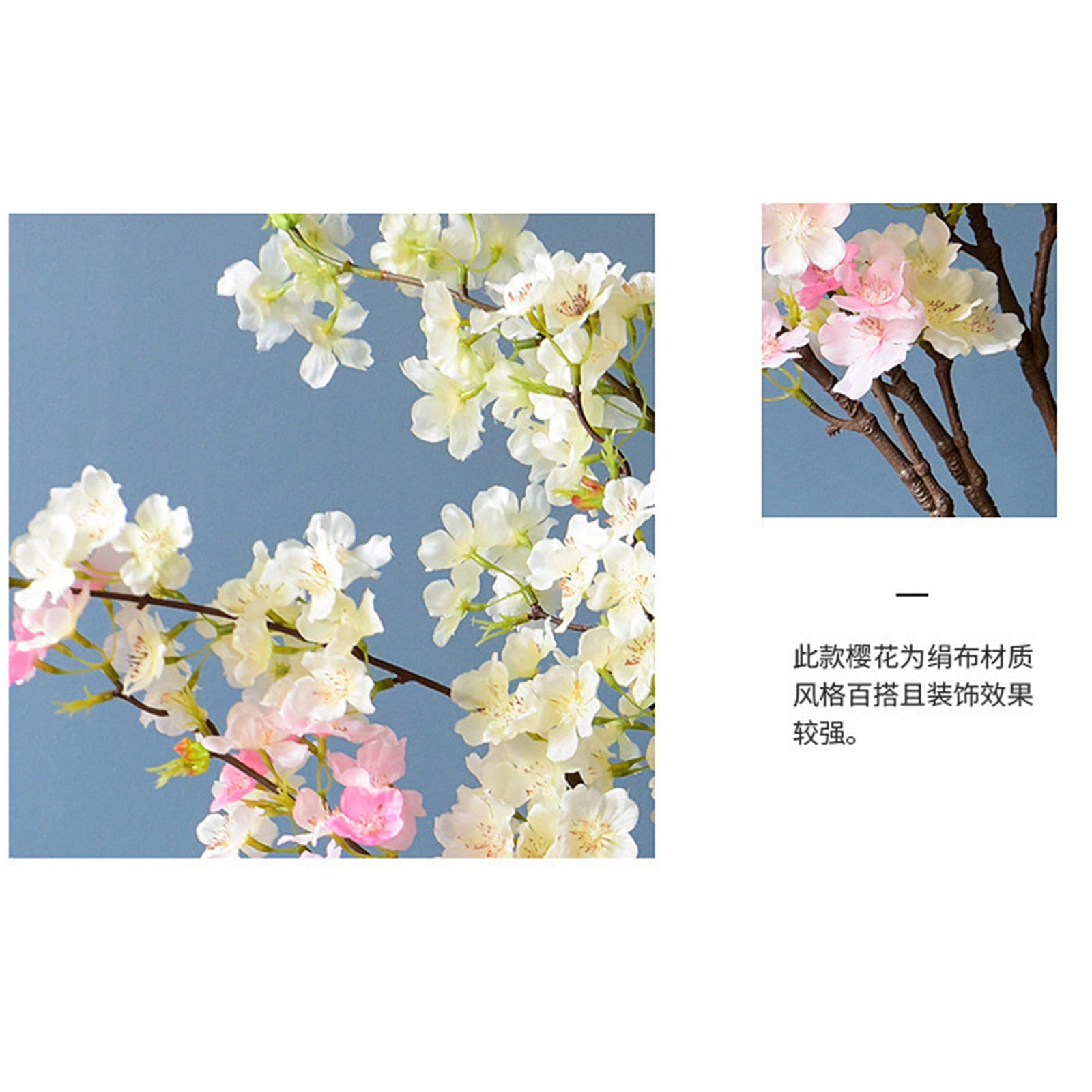 Tkrady Boutique Silk Cherry Blossom Branches, Artificial Cherry Blossom Tree Stems Cherry Flowers Vase Arrangements for Wedding Home Decor, Set of 3