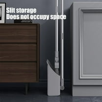 Long Handle Broom and Dustpan Set - 33 Inch Back-Saver Design with Built-in Pet Hair Comb, 3-Layer Bristles & 180° Swivel Head - Space Saving Cleaning Tools for Home Kitchen Office​(Gray)