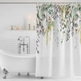 thumbnail image 2 of Eucalyptus Leaves Shower Curtain Set - Long 72" x 84" Washable Bathtub Curtain with 12 Hooks, Summer Botanical Green Watercolor Waterproof Fabric Stall Shower Curtains for Bathroom/Bathtub Décor, 2 of 6