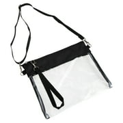 Onaparter Stylish Crossbody Bag with Removable Shoulder Strap Transparent PVC Handbag Black