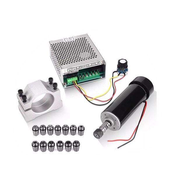 0.5kw Air Cooled Spindle 500W Spindle Motor ER11 Chuck CNC Spindle Motor+52mm Clamps+Power Supply Speed Governor For Engraving ,Widely Used