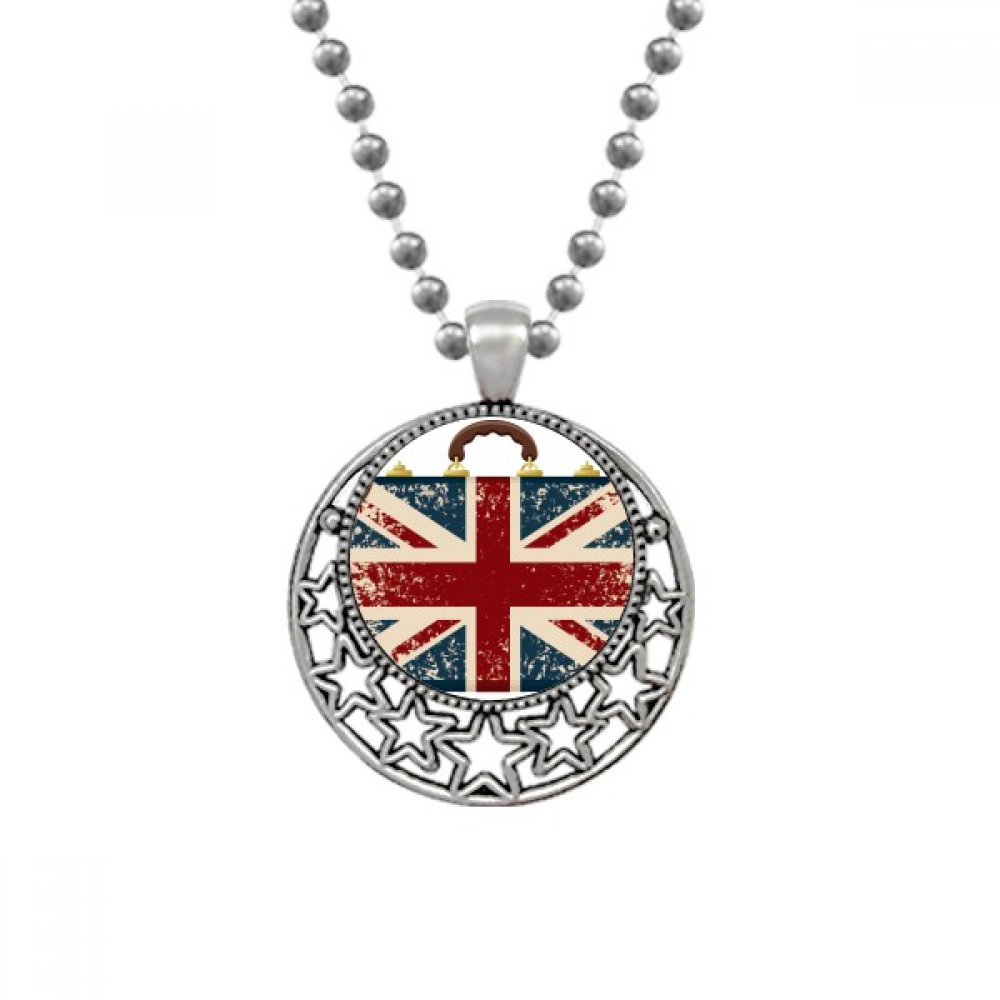 Union Jack Retro Suitcase Britain UK Flag Culture Necklaces Pendant Retro Moon Stars Jewelry