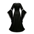 thumbnail image 3 of Renaissance Womens Dresses Pirate Long Dresses Vintage Festival Bell Sleeve Halloween Costumes Black XL, 3 of 3