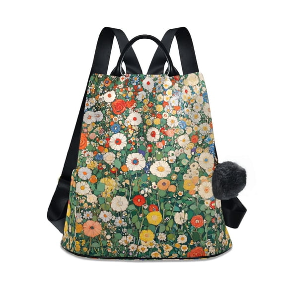 FORMRS Women's Travel Backpack Purse Anti-Theft Hidden Pockets Casual Shoulder Bag, Beige Floral Garden