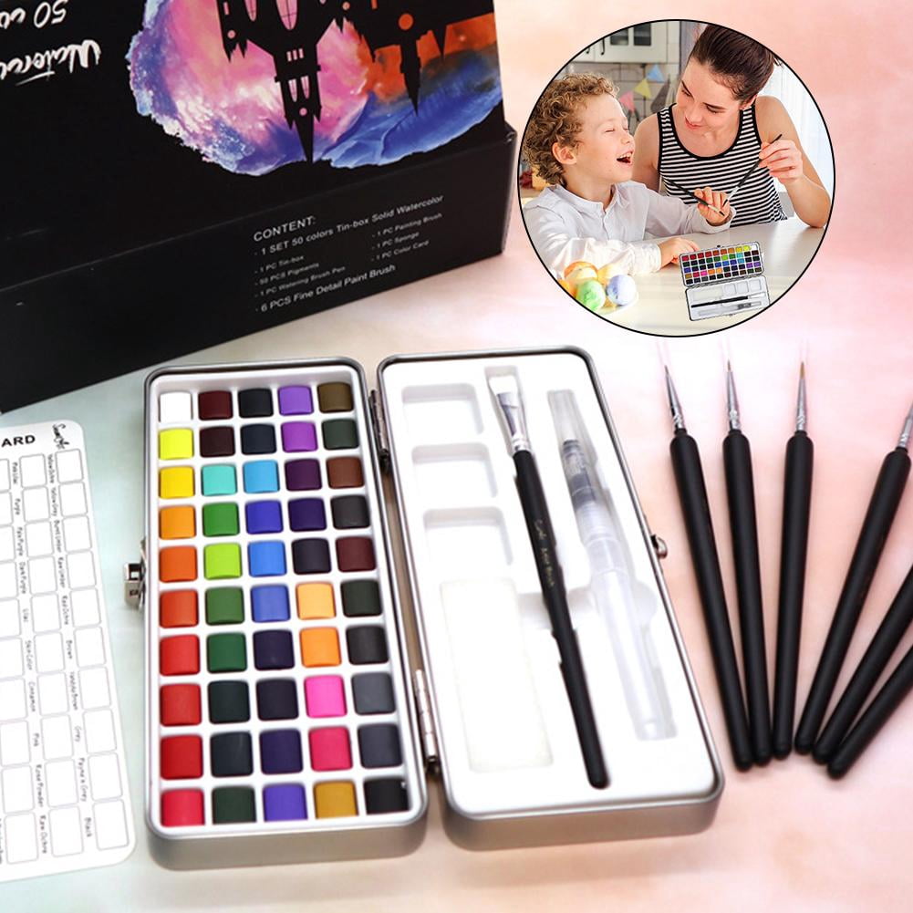 50/72/90 Color Professional Solid Watercolor Paint Set, Concentrated Art Kit with Portable Iron Case for Outdoor Sketching