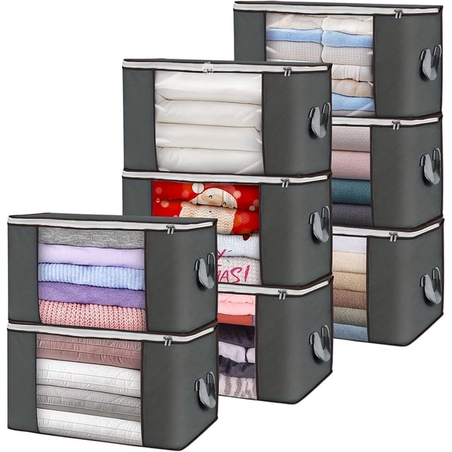 Set de 8 Bolsas Organizadoras Bluelander para Ropa Mantas Edredones Cobijas con Asa Reforzada Gris