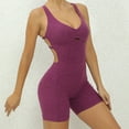 thumbnail image 4 of REALiKUN One-piece V Neck Workout Athletic Catsuit Jumpsuit for Women Backless Yoga Bodysuit Back Cross Fitness Sport Rompers, 4 of 7
