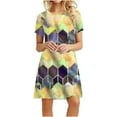thumbnail image 3 of Shorts pour Femmes Robe à Manches Longues Femmes Mode Femmes Décontractée à Manches Courtes Col Rond Imprimé Robe Mini Ample pour Dames, 3 of 10