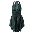 thumbnail image 4 of Women's Sequin Glitter Party Club Dress One Shoulder Pleated Skinny Sexy Suspender Sequined Bow Dress Long Dresses for Women Formal And Evening Dresses High Neck Short Dress Beaded Dress Long Sleeve, 4 of 5