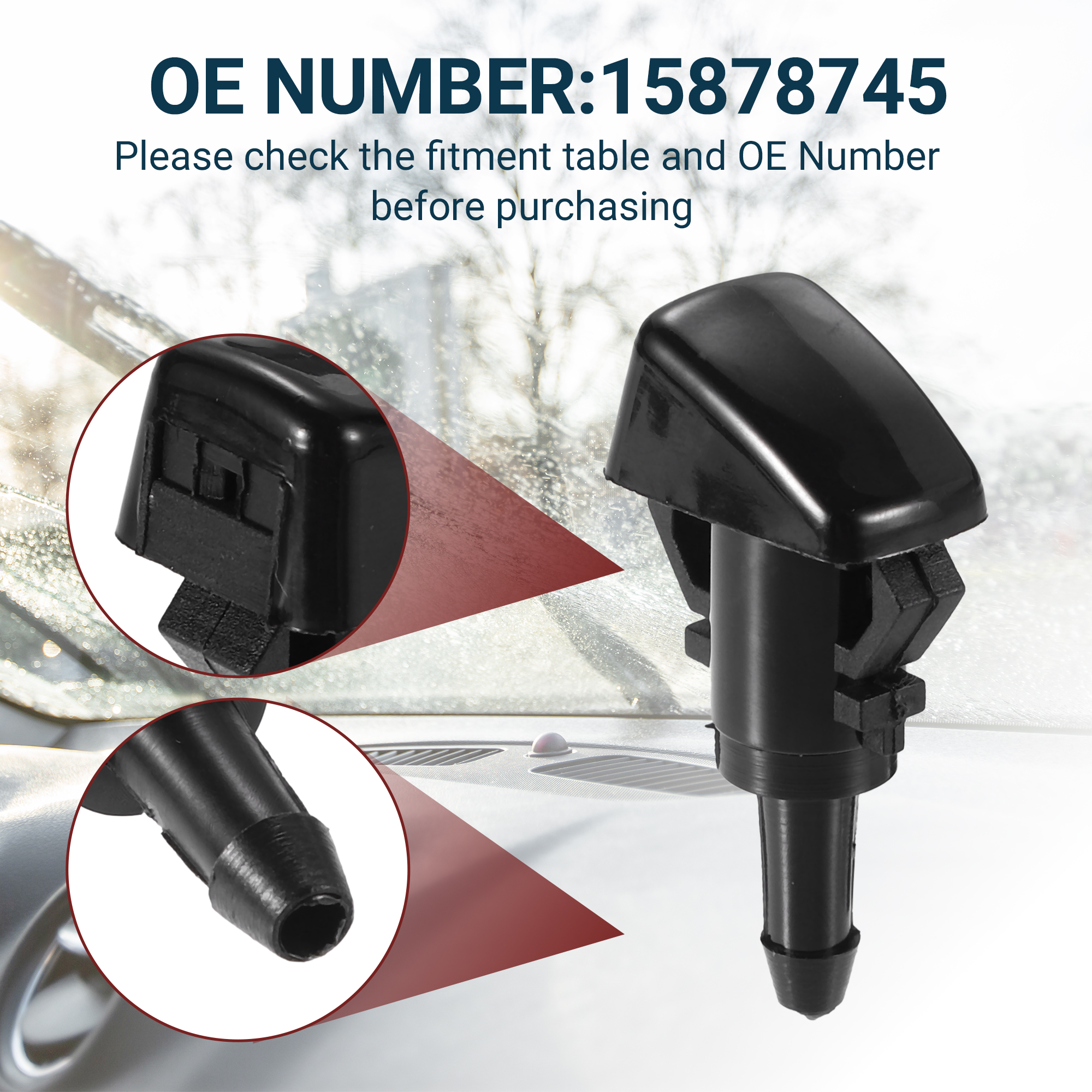 Unique Bargains Windshield Washer Nozzle for GMC Envoy Black with Hose and Connectors