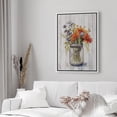 thumbnail image 3 of PixonSign Framed Canvas Print Wall Art Fine Art Wood Panel Mason Jar Flowers Nature Wilderness Illustrations Modern Art Botanical Floral Farmhouse/Country Relax/Calm/Cozy for Bedroom - 16"x24" White, 3 of 5