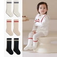 thumbnail image 4 of LYMAYTER Infant Knee-High Socks Cotton Style for 0-8Y Boys' & Girls' Toddler Solid Color Double-Stripe Socks 1 Pair, 4 of 7