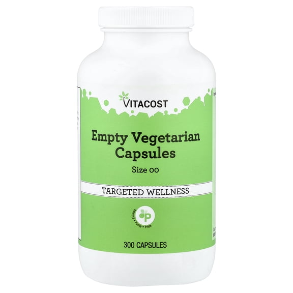 Vitacost Empty Vegetarian Capsules, Size 00, 300 Capsules