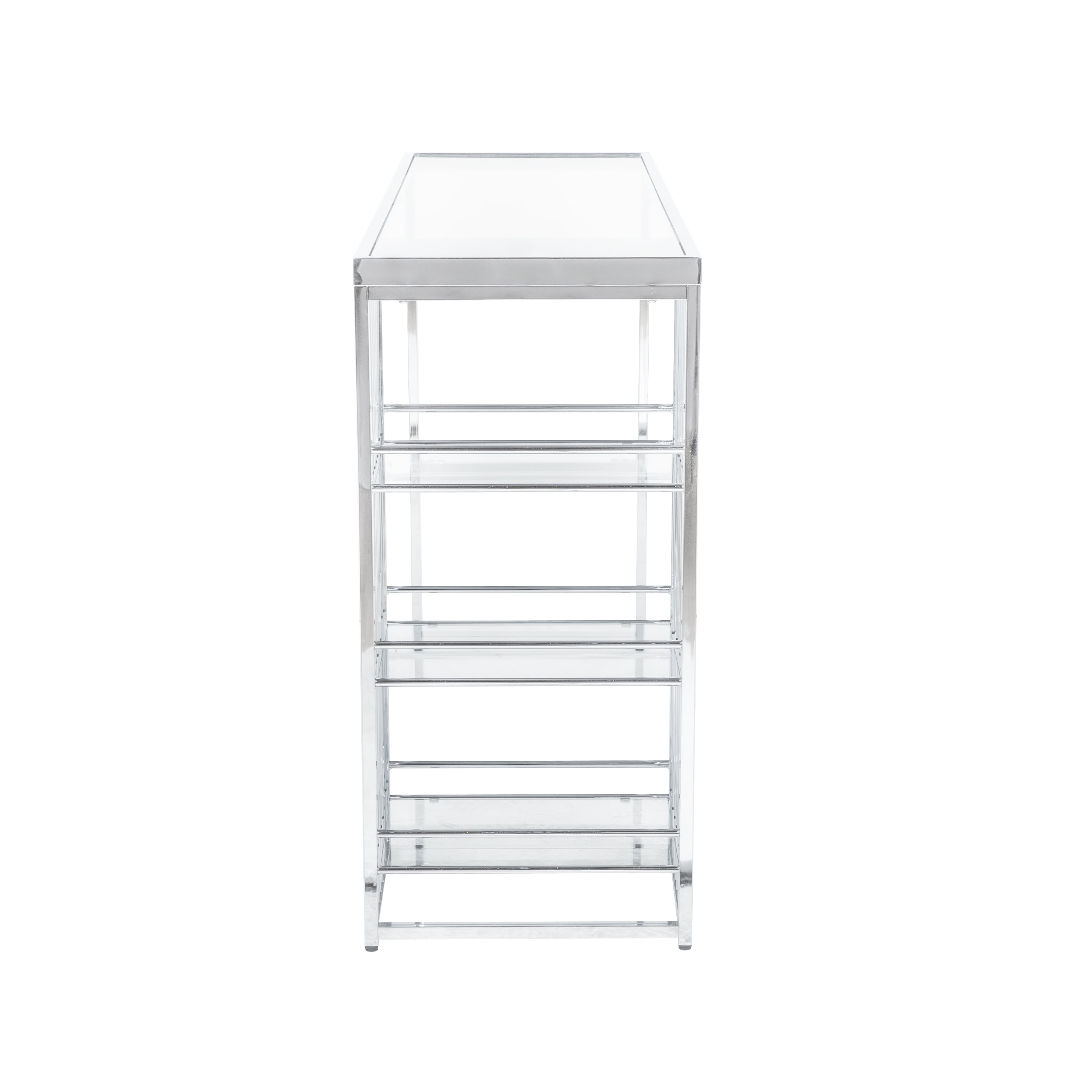 Furniture of America Towla Indoor Contemporary Glass Bar Table, Silver/Clear