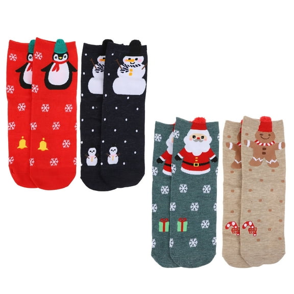 OATIPHO Festive Socks For Women Novelty Socks Cotton 4 Pairs Assorted Color