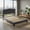 Gray + Black, variant on Queen Size Modern Upholstered Bed Frame, Adjustable Vertical Channel Tufted Headboard, Linen Fabric & Foam, 12 LVL Slats, Gray + Black