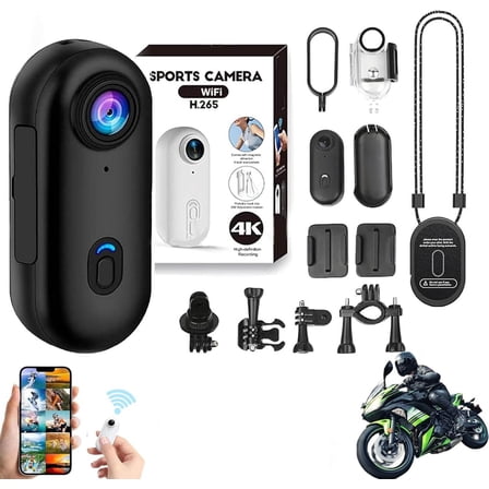 POV Capture Pro, 4K Ultra Wide Angle HD Action Camera, Hands-Free Mini Wearable Body Cam for Vlogging, Cycling, Motorcycle & Diving