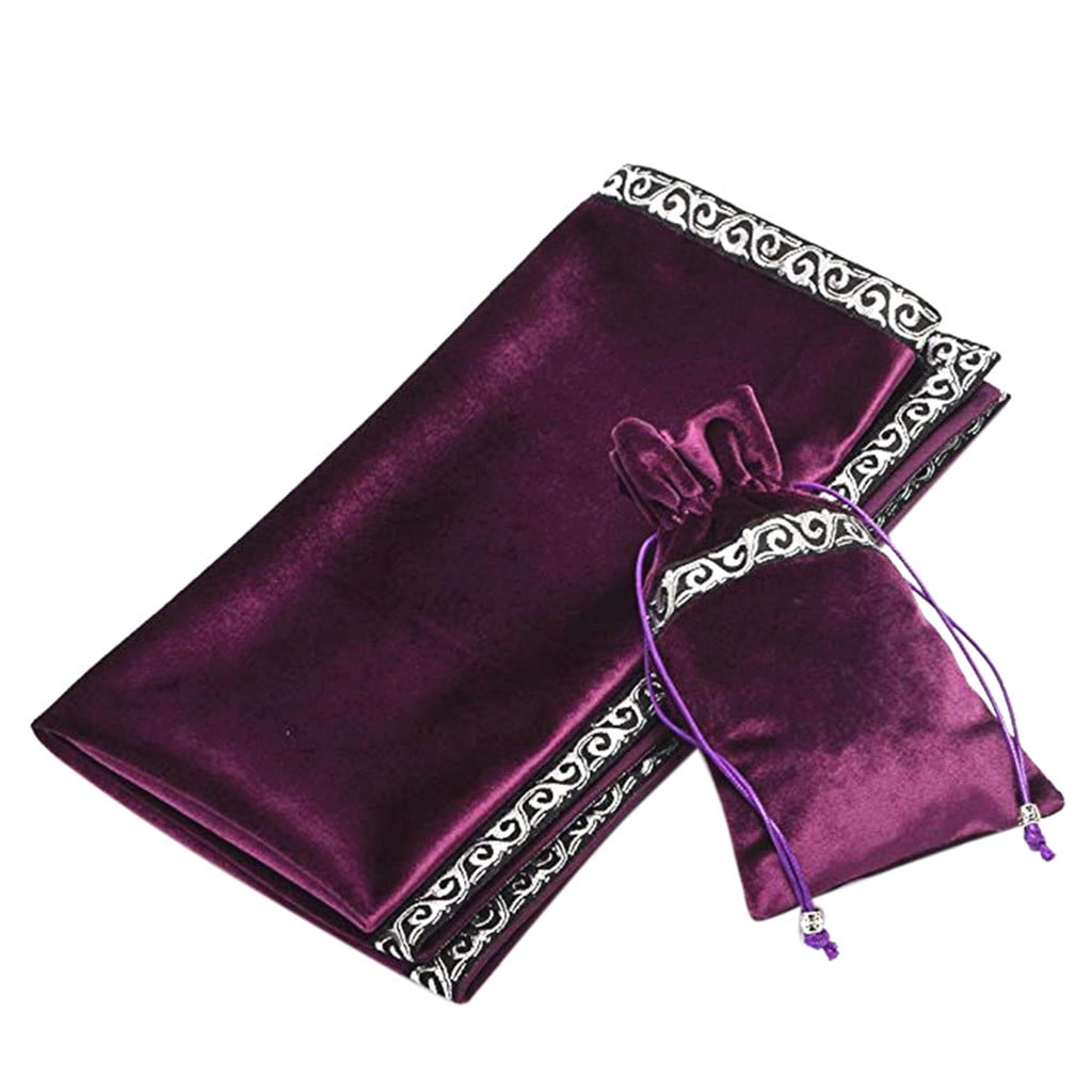 Pink BLESSUME Altar Tarot Table Cloth Divination Wicca Velvet Cloth with Tarot Pouch