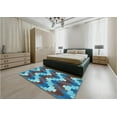 thumbnail image 5 of Ahgly Company Machine Washable Indoor Rectangle Transitional Bright Turquoise Blue Area Rugs, 6' x 9', 5 of 7