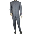thumbnail image 3 of Men Apollo King Banded Collarless suit Mandarin 5 Button Wide leg M5-3 Gray New, 3 of 9