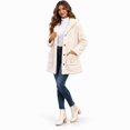 thumbnail image 4 of Fleece Jacket for Women Hooded Sherpa Jacket Button Down Cable Knit Long Sleeve Fall Winter Warm Coat with Pockets, 4 of 7