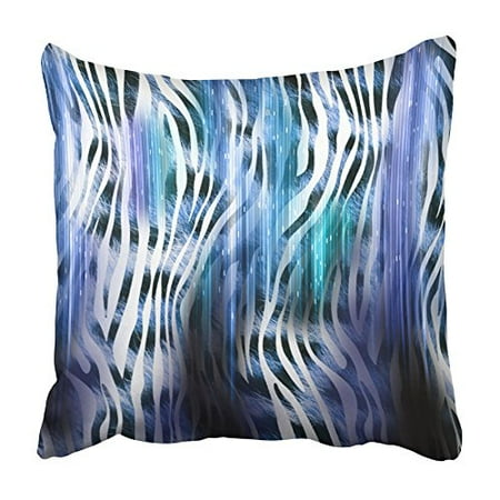 Colorful Blue Leopard - ARHOME Colorful Africa of Leopard with Zebra Style Pattern Design Animal Blue Asia Cat Pillowcase Cushion Cover 16x16 inch