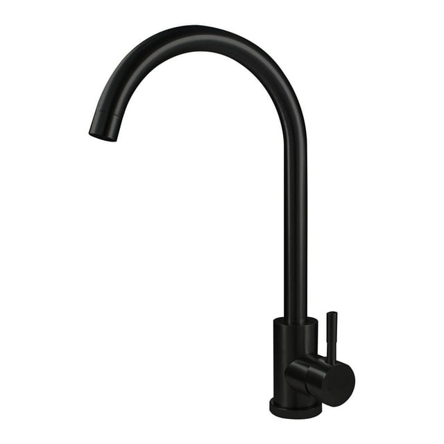 Monomando para Fregadero Negro, Llaves Mezcladora para Fregadero de Cocina, Acabado Níquel Satinado Agua Caliente y Fría Grifo Moderno de 360° Con 2 Tuberías de Acero Inoxidable