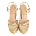 thumbnail image 3 of XYD Women Straw Wedge Platform High Heels Sandals Round Open Toe Ankle Strap Espadrilles Party Shoes Size 7 Gold, 3 of 4