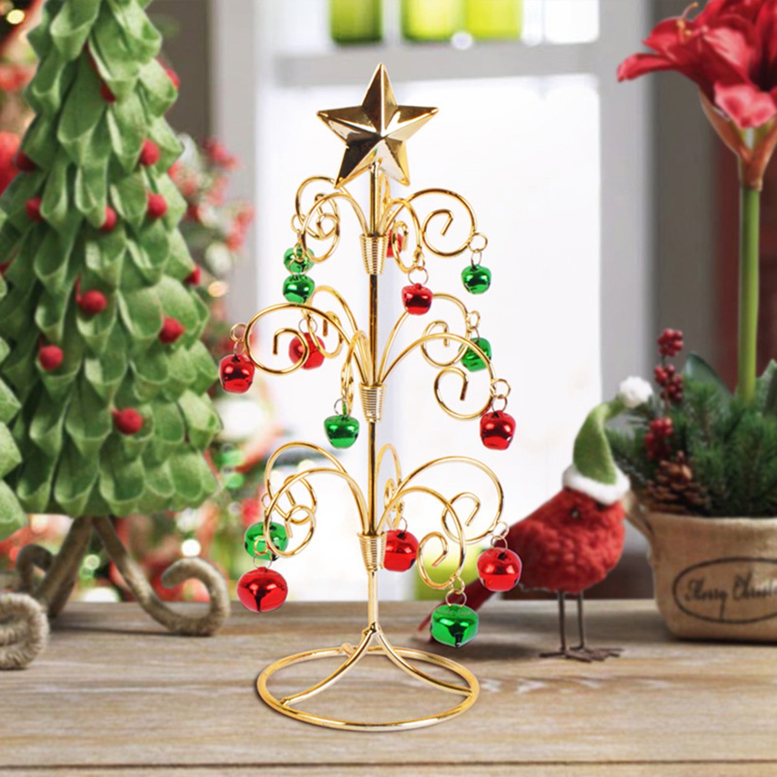 Tiitstoy Tabletop Metal Christmas Tree Wrought Iron Ornament Display ...