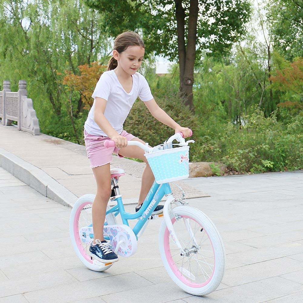 JOYSTAR Angel Girls Bike 18 Inch Kids Bike with Kickstand for 5-9 Years Old Girls,Toddler Bicycle,Blue