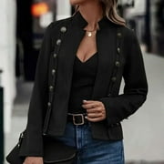 Suede Jacket for Women, Notch Lapel Shacket Jacket, Fashion Button Coat, 2025 Fall Winter Overcoat Cropped Peacoat Trendy Design Coats(Black,M)