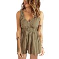 thumbnail image 4 of V Neck Short Romper, Wide Legs Women Summer Short Romper Comfortable Wear For Shopping, 4 of 4