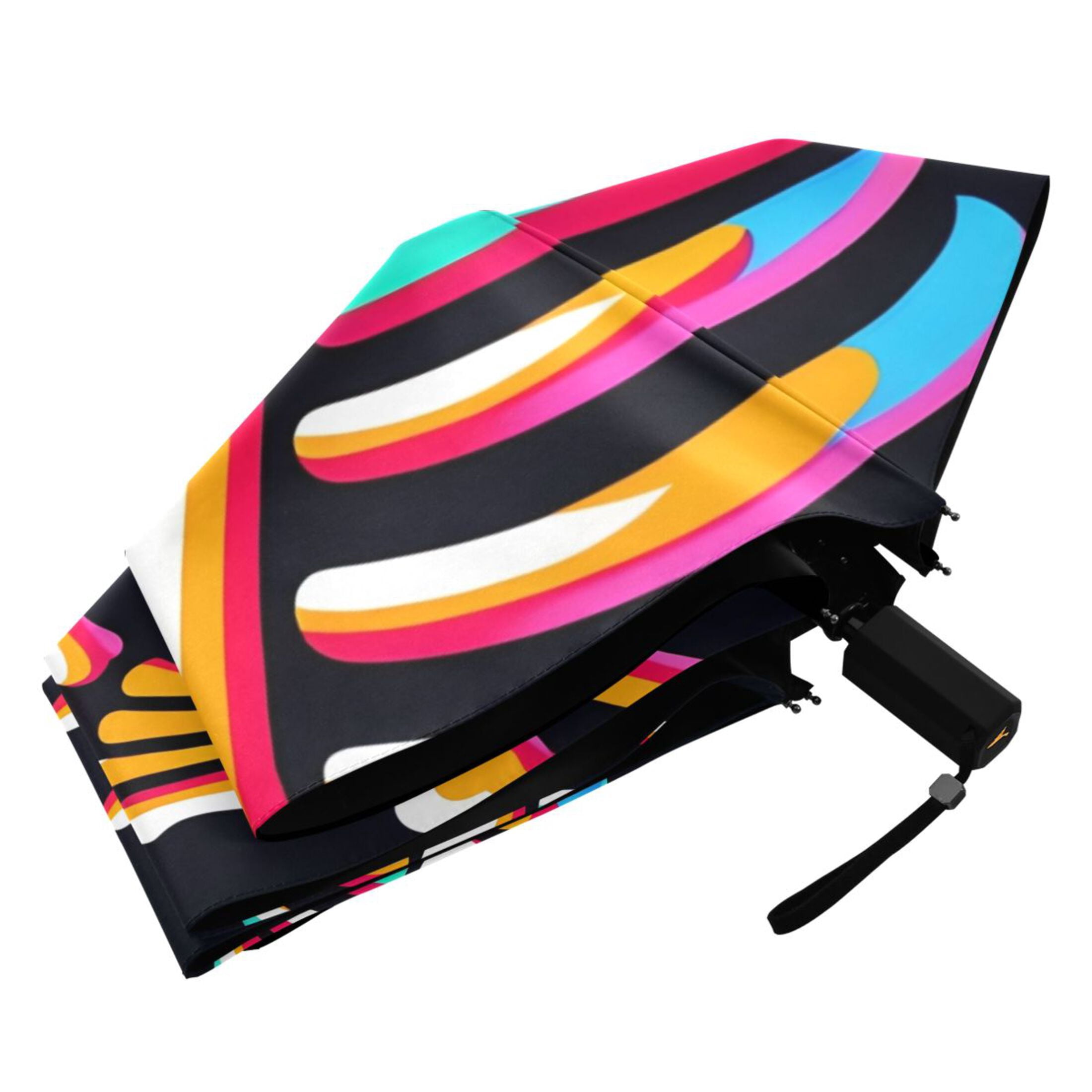 Cute Rainbow Skull Skeleton Compact Sun Umbrella Windproof Travel Umbrellas for Rain Strong Portable UV Protection