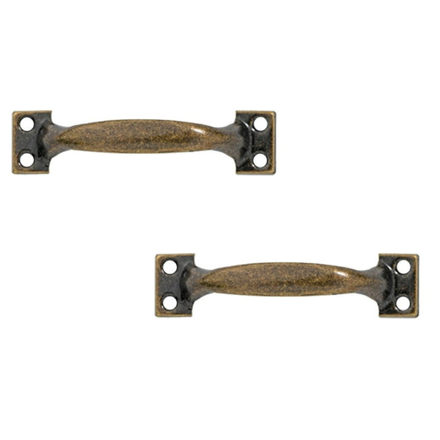 Leojiow 2Pcs Antique Bow Style Door Pull Handle Heavy Barn Door Handle 3 In Fence Gate Handle Coating Easy To Install Metal Sliding Door Pulls For Garage Pantry (4 Styles) 7.2X1.9X1.8Cm