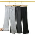 thumbnail image 2 of LYMAYTER Kids Girls Flare Pants Youth Solid Colour Spring Fall Casual Trousers Toddler Stretch Wide Leg Palazzo for 3-12 Years, 2 of 10